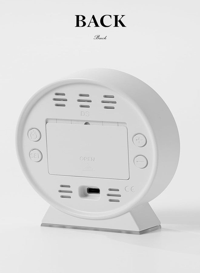 Nispruhay Digital LED Only USB Cable Working Working Alarm Clock with Large Display Color Night Light, Date & Day Display, Alarms, 12/24Hr, & Snooze - Modern Bedroom & Desk Clock (Blue) - Image 5